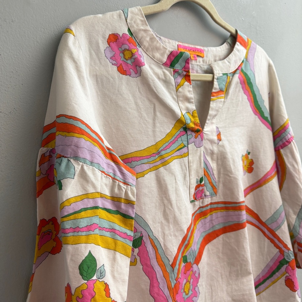 Vilagallo Linen/Cotton Blend Blouse, Size 40/Medium - Picture 3 of 7